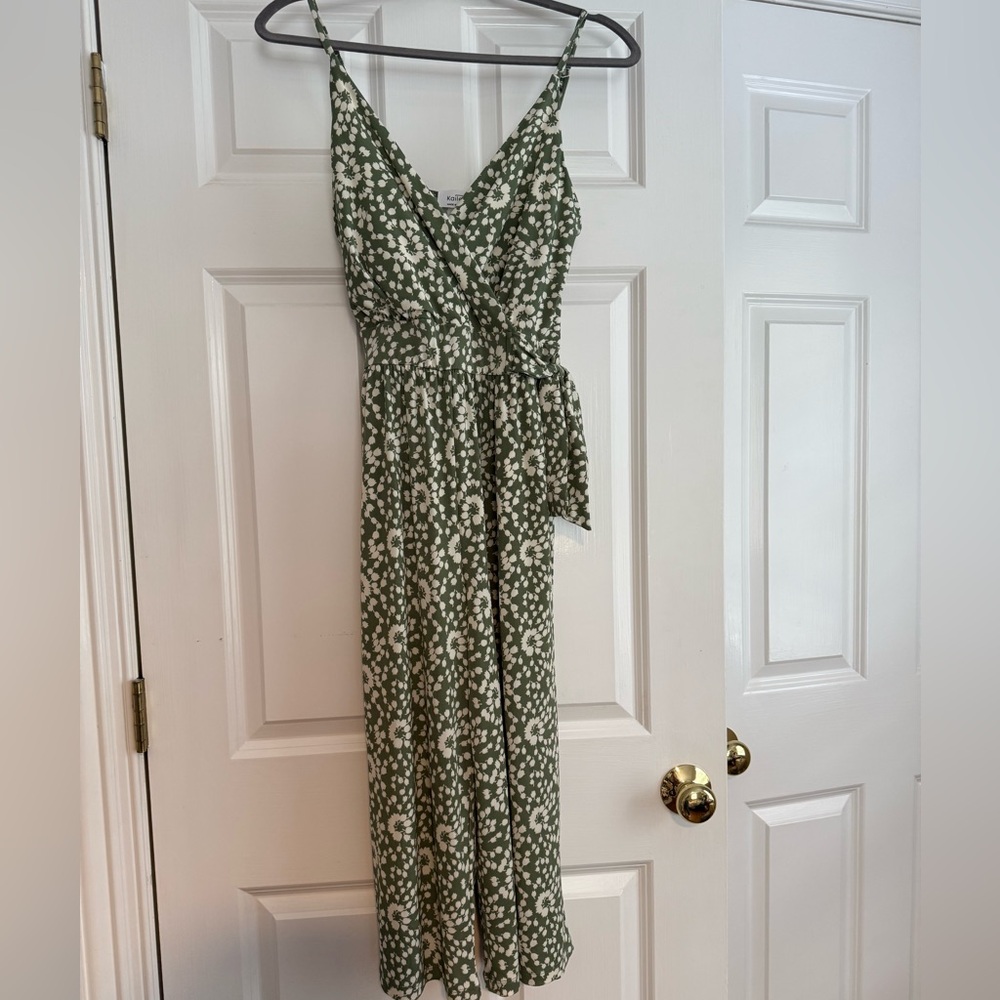 Kaileigh Green Floral Midi Romper